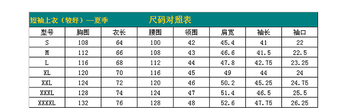 機(jī)械工夏季工作服AD065-XJ尺寸圖